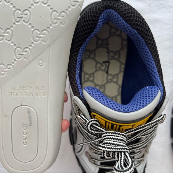 New Gucci Flashtrek Chunky Silver Sneakers with Removable Crystals Size 7 - Picture 9 of 11